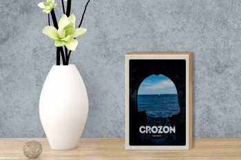 Panneau en bois voyage 12x18 cm rétro Crozon France décoration vacances mer 3
