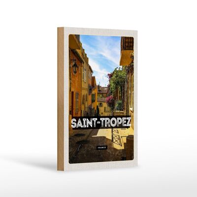 Holzschild Reise 12x18 cm Saint Tropez France Hafenort Geschenk