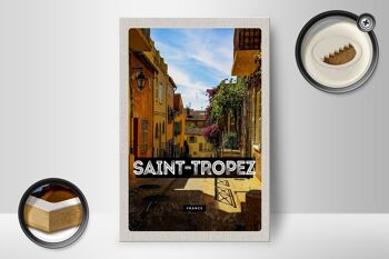 Panneau en bois voyage 12x18 cm Saint Tropez France ville portuaire cadeau 2