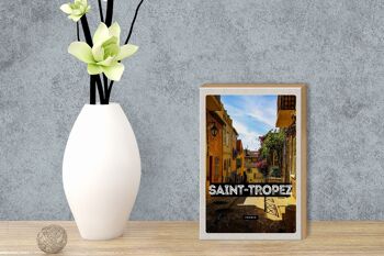Panneau en bois voyage 12x18 cm Saint Tropez France ville portuaire cadeau 3