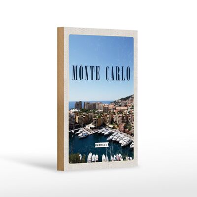 Cartel de madera viaje 12x18 cm Monte Carlo Mónaco decoración de vacaciones en el mar