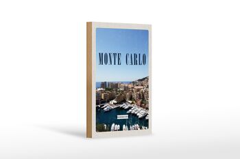 Panneau en bois voyage 12x18 cm décoration vacances mer Monte Carlo Monaco 1