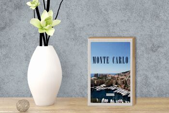 Panneau en bois voyage 12x18 cm décoration vacances mer Monte Carlo Monaco 3