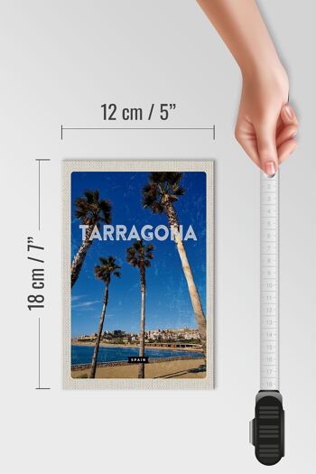 Panneau en bois voyage 12x18cm Tarragone Espagne palmiers avec vue mer 4