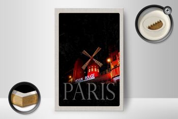 Panneau en bois voyage 12x18 cm Moulin Rouge Paris cadeau spectacle de variétés 2