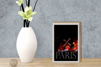 Panneau en bois voyage 12x18 cm Moulin Rouge Paris cadeau spectacle de variétés 3