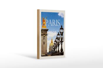 Panneau en bois voyage 12x18 cm rétro Paris France image cadeau décoration 1