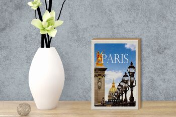 Panneau en bois voyage 12x18 cm rétro Paris France image cadeau décoration 3