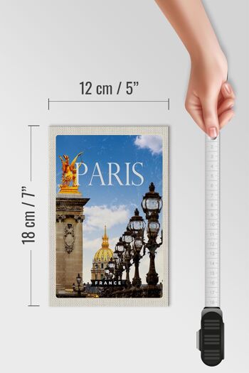 Panneau en bois voyage 12x18 cm rétro Paris France image cadeau décoration 4