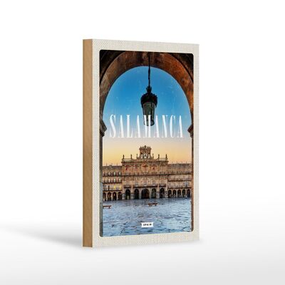 Cartel de madera viaje 12x18 cm Salamanca España arquitectura regalo