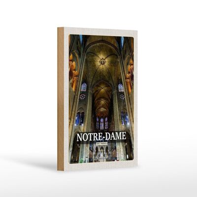 Targa in legno da viaggio 12x18 cm regalo Cattedrale di Notre Dame a Parigi