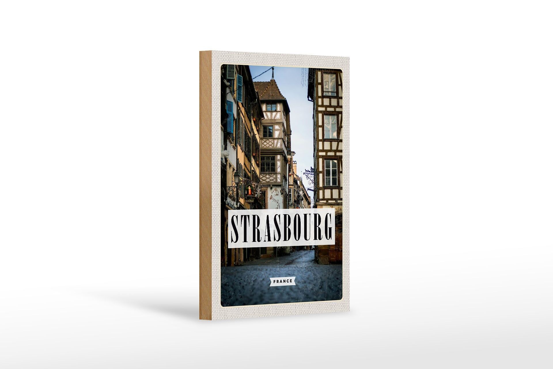 Holzschild Reise 12x18 cm Strasbourg France la petite Panorama