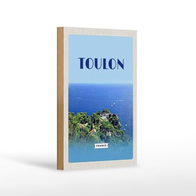 Wooden sign travel 12x18 cm Toulon France sea holiday poster decoration