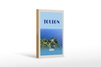 Panneau en bois voyage 12x18 cm Toulon France décoration affiche vacances mer 1