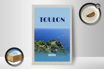 Panneau en bois voyage 12x18 cm Toulon France décoration affiche vacances mer 2