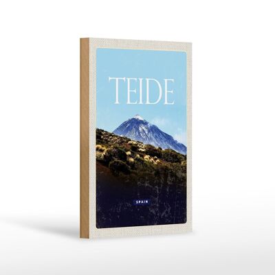 Holzschild Reise 12x18 cm Retro Teide Spain höchste Berg