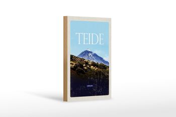 Panneau en bois voyage 12x18 cm Rétro Teide Espagne plus haute montagne 1
