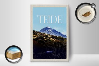 Panneau en bois voyage 12x18 cm Rétro Teide Espagne plus haute montagne 2