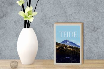 Panneau en bois voyage 12x18 cm Rétro Teide Espagne plus haute montagne 3