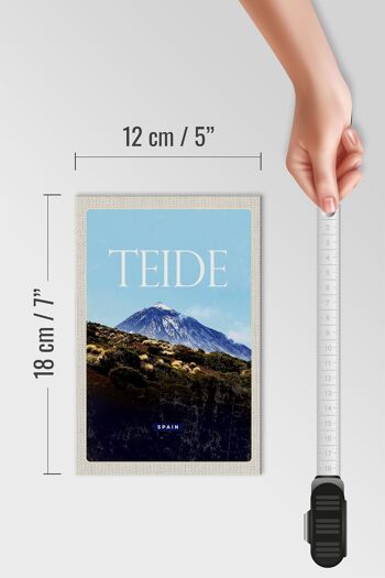 Panneau en bois voyage 12x18 cm Rétro Teide Espagne plus haute montagne 4