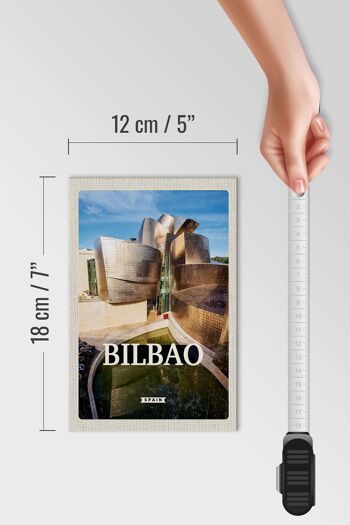 Panneau en bois voyage 12x18 cm Bilbao Espagne ville portuaire lieu de vacances 4