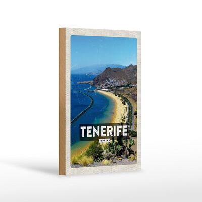 Cartello in legno da viaggio 12x18 cm Tererife Spagna quadro panoramico decorazione mare