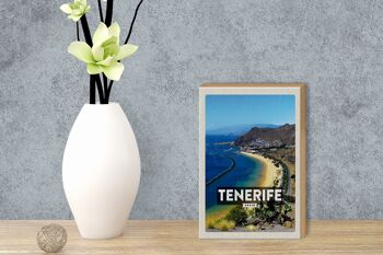 Panneau en bois voyage 12x18cm Tererife Espagne panorama photo décoration mer 3