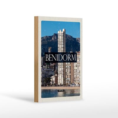 Holzschild Reise 12x18 cm Benidorm Spain Panorama Poster Dekoration