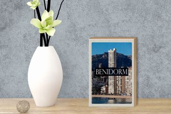 Panneau en bois voyage 12x18 cm Benidorm Espagne panorama affiche décoration 3