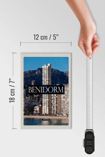 Panneau en bois voyage 12x18 cm Benidorm Espagne panorama affiche décoration 4