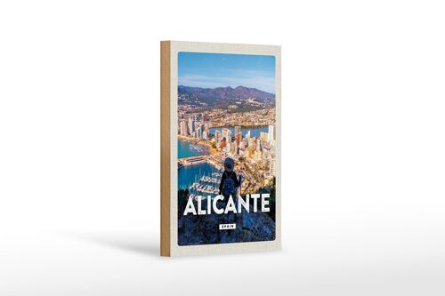 Holzschild Reise 12x18 cm Alicante Spain Panorama Bild Urlaub