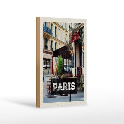 Cartello in legno da viaggio 12 x 18 cm Paris Cafe destinazione poster regalo