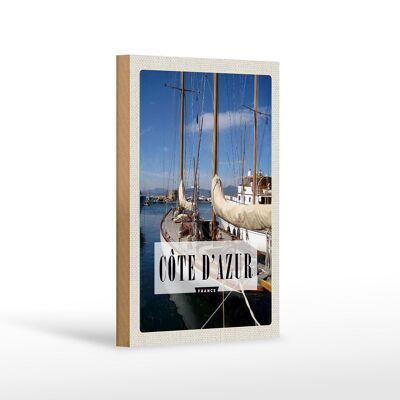 Holzschild Reise 12x18 cm Cote d'azur France Urlaubsort Meer