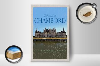 Panneau en bois voyage 12x18cm Château de Chambord décoration rétro château 2