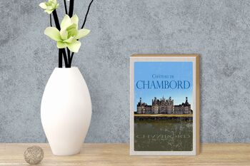 Panneau en bois voyage 12x18cm Château de Chambord décoration rétro château 3