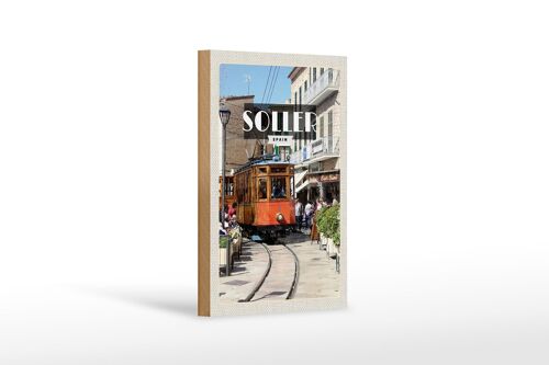 Holzschild Reise 12x18 cm Soller Spain Schmalspur-Holzzug Dekoration