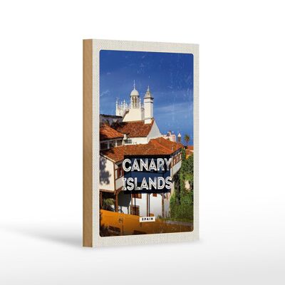Holzschild Reise 12x18 cm Canara Islands Spain Urlaubsziel Dekoration