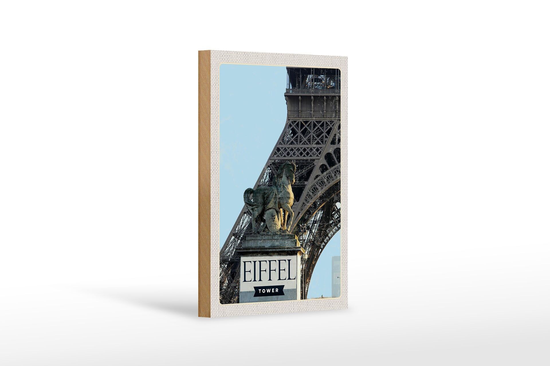 Cartello in legno da viaggio 12x18 cm Torre Eiffel Parigi destinazione di viaggio turismo