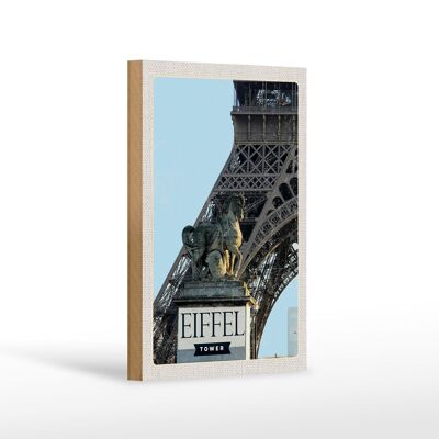 Cartel de madera viaje 12x18cm Torre Eiffel París destino de viaje turismo