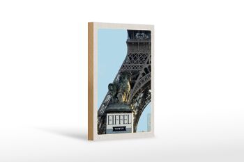 Panneau en bois voyage 12x18cm Tour Eiffel Paris destination voyage tourisme 1