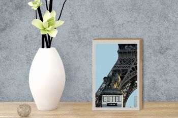 Panneau en bois voyage 12x18cm Tour Eiffel Paris destination voyage tourisme 3
