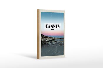 Panneau en bois voyage 12x18 cm Cannes France panorama photo vacances 1