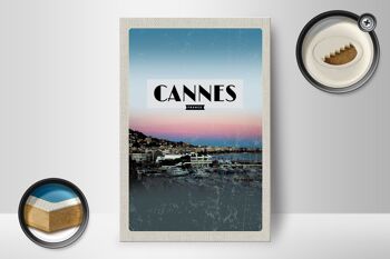 Panneau en bois voyage 12x18 cm Cannes France panorama photo vacances 2