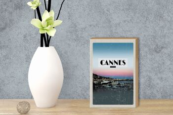 Panneau en bois voyage 12x18 cm Cannes France panorama photo vacances 3