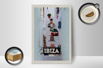 Panneau en bois voyage 12x18 cm Ibiza Espagne vacances mer cadeau décoration 2