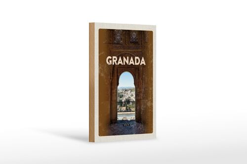 Holzschild Reise 12x18 cm Retro Granada Spain Architektur Dekoration