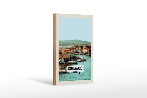 Holzschild Reise 12x18 cm Grimaud France Urlaub Meer Geschenk