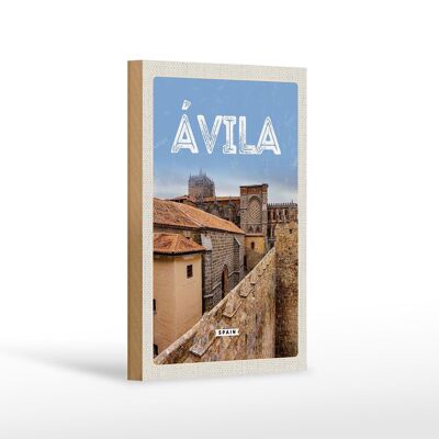 Cartel de madera viaje 12x18 cm Ávila España Muralla medieval