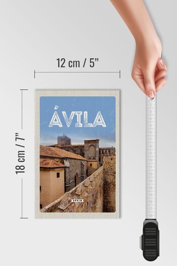 Panneau en bois voyage 12x18 cm Avila Espagne Mur de la ville médiévale 4