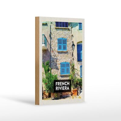 Cartel de madera viaje 12x18 cm Riviera Francesa destino de viaje turismo